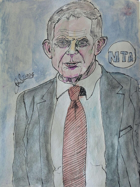 MTA President Janno Lieber speaks at a meeting with press and staff